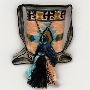 Wayuu Mochila Geometric Pattern Bag from Colombia #5731